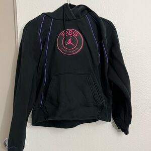 Nike Jordan Paris Saint-germain Women`s Pullover Hoodie Black Sz M